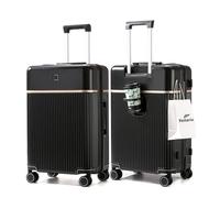 feilario 20in PC Hard Shell Carry On Luggage Airline Approved Cabin Suitcase with Silent Spinner Wheels & TSA Approved Lock, Retractable Cup Holder, Luggage Hook (Black)