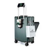 feilario Aluminium Frame Hardside Expandable Spinner Wheel Luggage, Built-In TSA lock Carry on Suitcase, with Cup Holder & Phone Holder - - in 20in/24in Sizes, A-Dark green, 20 inches, Business