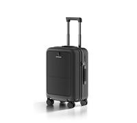 feilario Front Opening Hardside Spinner Suitcase with Laptop Compartment, TSA Lock, Cup Holder, Side Hook and Braking Wheels, Tech Black (zipper closure), 20 inches, Business