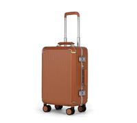 feilario Hardshell Carry-On Luggage, Aluminum Frame Zipperless Suitcase with Brake Wheels, TSA-Accepted Lock & Side Hooks, Brown (zipperless closure), 20 inches, Business