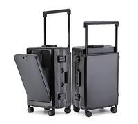 feilario PC Hardside Carry On Luggage - Wide Handle Expandable Spinner Wheels Travel Rolling Suitcase with TSA Lock & Cup Holder, B-Black, 20 inches