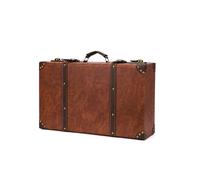 feilario Vintage Leather Storage Trunk Small Portable DecorativeLuggage Suitcase Movie Prop Luggage-2 Size Option, Brown (Brown, L)