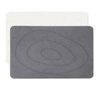 Feilifan Stone Bath Mat - Diatomaceous Earth Mat, Fast-Drying Diatomite Shower Mat, Water Super Absorbent Stone Mats for Bathroom Kitchen, Easy to Clean (60 X 38 cm, Oval Grey)