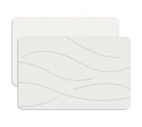 Feilifan Stone Bath Mat - Diatomaceous Earth Mat, Fast-Drying Diatomite Shower Mat, Water Super Absorbent Stone Mats for Bathroom Kitchen, Easy to Clean (Ripple White, 23.5" × 15")