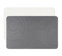 Feilifan Stone Bath Mat - Diatomaceous Earth Mat, Fast-Drying Diatomite Shower Mat, Water Super Absorbent Stone Mats for Bathroom Kitchen, Easy to Clean (60 X 38 cm, Arc Grey)