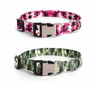 feiling Bohemian Style Dog Collar, Pack of 2, Dog Bands, Pets Chain Collar, Adjustable Dog Collar, Dog Necklace for Small, Medium and Large Dogs (Pink+Green, S)