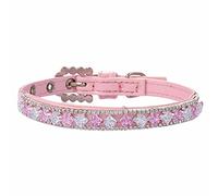 feiling Dog Collar for Small Dogs Puppies Beads Rhinestone Cat Collar Adjustable Dog Strap Puppy Collar for Poodle Chihuahua Bichon Frise Pomeranin (XS: 16-23 cm, Pink)