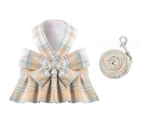feiling Dog Harness Bow Knot Dog Dress with Dog Lead Dog Costume Cats Vest Harness Pet Clothing Cute Princess Dresses for Rabbits Small Dogs (Light Orange, M)
