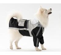 feiling Dog Raincoat, Waterproof 2-Legged Rain Jacket, Reflective Pet Cape with Hood for Medium and Large Dogs, Raincoat (Black, 26#)