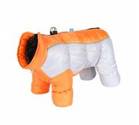 feiling Padded Dog Coat, 4 Legs, Quilted Jacket, Reflective Winter Dog Jacket with Metal Hook for Dog Lead, Down Water-Repellent Clothing for Small Dogs (Orange, L for 4 kg - 5.5 kg)