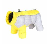 feiling Padded Dog Coat, 4 Legs, Quilted Jacket, Reflective Winter Dog Jacket with Metal Hook for Dog Lead, Down Water-Repellent Clothing for Small Dogs (Yellow, M for 2.5 kg-4 kg)