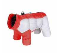 feiling Padded Dog Coat, 4 Legs, Quilted Jacket, Reflective Winter Dog Jacket with Metal Hook for Dog Lead, Down Water-Repellent Clothing for Small Dogs (Red, M for 2.5 kg - 4 kg)