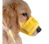 feiling Quick Fit Dog Muzzle Adjustable Comfortable Anti Biting Baskets Breathable Mesh Dog Muzzle Anti Bark Stop Barking Dog Training Basket for Small Medium Dogs (S, yellow)