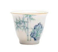 FEILIV Tea Cup Sets 1 Pcs Hand Painted Leaf White Porcelain Tea Bowl Master Cup Set Chinese Handmade Ceramic Teacup Travel Meditation Afternoon Tea Set