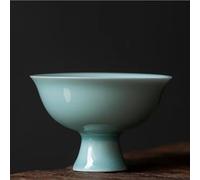 FEILIV Tea Cup Sets 2pc/Set 55ml Household Kung Fu Teaware Hutian Kiln Misty Blue Stem Cup Celadon Small Tea Can Raise Gracked Glaze Master Afternoon Tea Set(A)