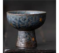 FEILIV Tea Cup Sets Bronze Glaze Ceramic Teaware Tea Cup Single Bowl Silver Gilded High Foot Master Empty Zhai Old Rock Clay Goblet Afternoon Tea Set(B)