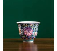 FEILIV Tea Cup Sets Chinese Handmade Tea Set 1 Pcs Master Hand Painted Flowers Porcelain Bowl Cup Palace Luxury Enamel Ceramic Teacup Afternoon Tea Set(D)
