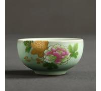 FEILIV Tea Cup Sets Handmade Ceramic Cup Flowers Pattern 45ml Retro Ru Kiln Tea Travel Bowl Set Pu'er Master Teacups Personal Single Afternoon Tea Set(B 6.5x3cm 45ml)
