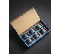 FEILIV Tea Cup Sets Kiln Altered Glaze Ceramic Mug Wooden Handle Tea Cup Teaware Creative Italian Handmade Coffee Cups Porcelain Small Mugs Afternoon Tea Set(A)