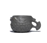 FEILIV Tea Cup Sets Raw Ore Green Grey Mud Purple Clay Tea Bowl Kung Fu Set Chinese Yixing Zisha Teacup 60ml Handamade Biomimetic Puffer Master Cup Afternoon Tea Set