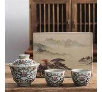 FEILIV Tea Cup Sets White Glaze Tea Cup Set Ceramic Teacup High-end Kung Fu Vintage Cups Bowl Chinese Sets Afternoon Tea Set(D)