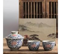 FEILIV Tea Cup Sets White Glaze Tea Cup Set Ceramic Teacup High-end Kung Fu Vintage Cups Bowl Chinese Sets Afternoon Tea Set(E)