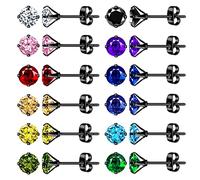 Feilok 12 pair 4mm Earrings for Men women Colorful Stud Earrings Mens Earrings Kit Stainless Steel Earrings Set Jewelry Piercings for Man woman (FFL0097-A)