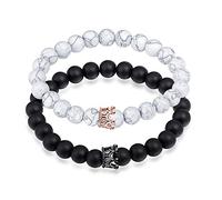 Feilok 2 Pieces Howlite Bracelet Lava Stone Diffuser Bracelet Aromatherapy Bracelet Set for Essential Oil Rose gold