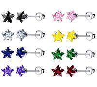 feilok 8 pair 6mm Earrings for Men Colorful Stud Earrings Mens Earrings Kit Stainless Steel Earrings Set Jewelry Piercings for Man woman