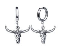feilok bull head Stainless steel Silver Hoop Studs Earrings Set for Men Women Punk Piercing Jewelry Earring set