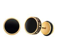 Feilok Cool 8mm Mens Stainless Steel Stud Earrings Women Piercing Ear Plug Tunnel gold