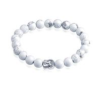 Feilok Howlite Stretch Bracelet Buddha Bead Chain Bracelet White