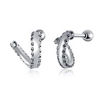 feilok Octopus tentacles Hoop Earrings for Women Men Stainless Steel Piercing Huggie Studs Ear Jewelry Hoops Cartilage Helix silver
