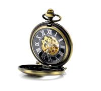 Feilok Steampunk Antique Bronze Roman Numerals Hand Wind Mechanical Pocket Watch Pendant Chain Phoenix Firebird High Quality