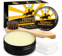 Feilove Saddle Soap for Leather - All-Natural 3-in-1 Leather Cleaner & Conditioner Kit with Horsehair Brush & Cloth - For Boots, Bags, Saddles, Car Interiors, Shoes 3.52oz
