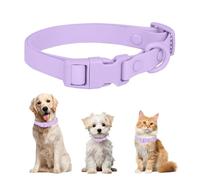FEimaX Dog Collar Adjustable Soft, Pet Waterproof Dog Collars for Large Medium Small Cat Dogs, Puppy Cute Silicone Collar with Quick Release Buckle Without Neck Strain (Purple，M）