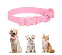 FEimaX Dog Collar Adjustable Soft, Pet Waterproof Dog Collars for Large Medium Small Cat Dogs, Puppy Cute Silicone Collar with Quick Release Buckle Without Neck Strain (Pink，M）