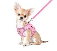 FEimaX Dog Harness and Leash Set for Small Medium Dog Cat No Pull Adjustable Soft Mesh Chihuahua Chest Harness Puppy Reflective Step-in Safety Vest for Outdoor Walking