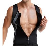 FEimaX Men Sauna Sweat Suit Waist Trainer Workout Body Shaper Men's Hot Vest Zipper Neoprene Slimming Tank Top for Fitness Sport Gym Shirt Shapewear