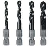 Fein Vario 63111050010 Spiral Drill Bit Set, in 4 Different Sizes, Made of Robust HSS Material, Heat Resistant up to 800 Degrees