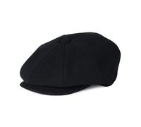 FEINION Mens 8 Panels Tweed Wool Bleed Newsboy Caps Irish Gatsby Flat Baker Boy Hat (Black, 7 5/8)