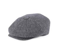 FEINION Mens 8 Panels Tweed Wool Bleed Newsboy Caps Irish Gatsby Flat Baker Boy Hat (Herringbone Grey, 7 3/8)