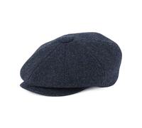 FEINION Mens 8 Panels Tweed Wool Bleed Newsboy Caps Irish Gatsby Flat Baker Boy Hat (Herringbone Navy, 7 5/8)