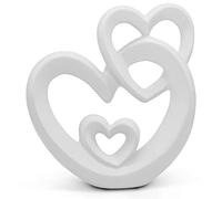 FeinKnick Harmonious heart for decoration - modern decorative heart made of white ceramic 23cm / 9” - ceramic heart suitable as a gift