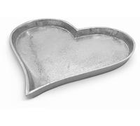 FeinKnick Heart Decorative Plate - Beautiful Silver Decorative Tray 24 cm Made of Metal - Decorative Bowl in Heart Shape as Candle Plate - Decorative Tray Silver as Gift & Bowl - Luxury Decorative
