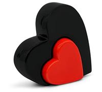 FeinKnick Stylish double hearts for decoration - modern decorative ceramic heart 13 cm large in black & red as a set - double heart sculpture well suited as a gift or for weddings