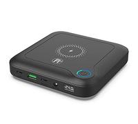 FeinTech PLG02400 Laptop Power Bank 60 W PD USB-C and DC Connection for Notebook, MacBook, iPad, Tablet, Smartphone, Camera, Nintendo Switch, 10 W Wireless Charging, 88 Wh, 24000 mAh, 122 x 122 x 28