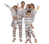 Feionusin Family Christmas Pyjamas Set Matching Pajamas for Family and Dog Xmas Pjs for Women Men Kids Long Sleeve Nightwear Sleepwear Christmas for Women 14-Grey | Fair Isle