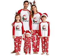 Feionusin Matching Christmas Pyjamas Family Sets Christmas Pajamas for Family and Dog Xmas Pjs Sets Festival Holiday Nightwear Sleepwear 01-Red | Santa Claus