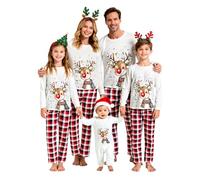 Feionusin Matching Christmas Pyjamas Family Sets Christmas Pajamas for Family and Dog Xmas Pjs Sets Festival Holiday Nightwear Sleepwear for Women 20-Red | Lighted Reindeer